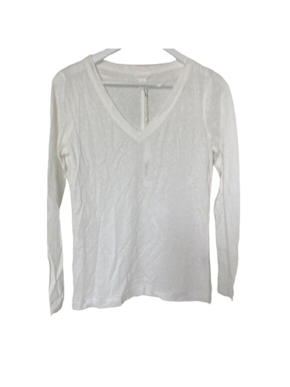 Caslon Ivory Shimmer Lightweight Long Sleeve V-Neck Tee
